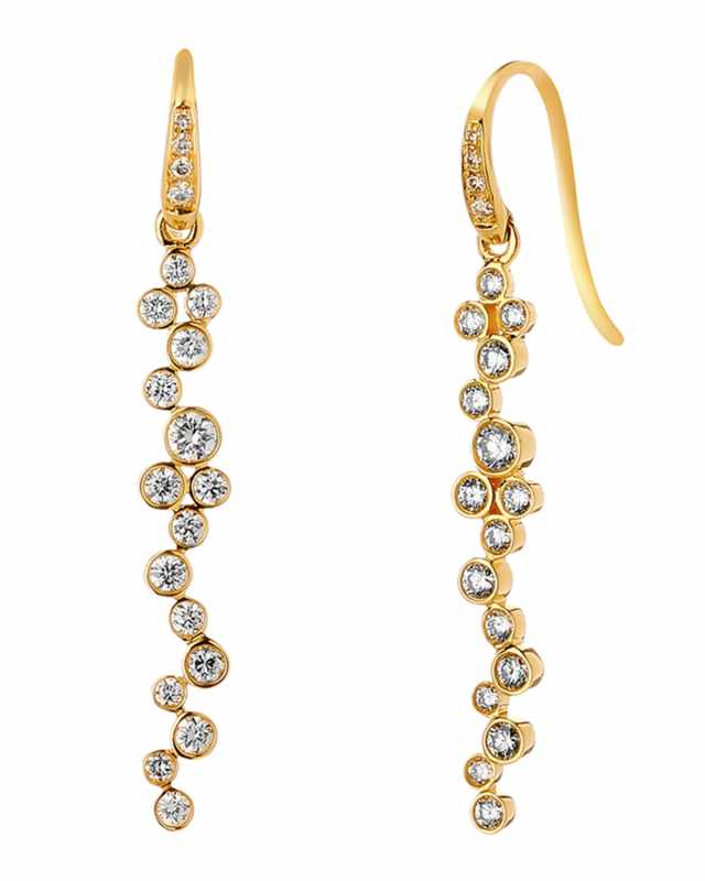 18K Bubbles Diamond Stick Dangle Earrings